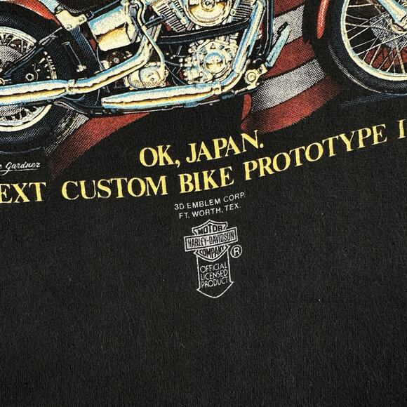 Vtg 80s Harley Davidson 3D Emblem T-Shirt Large Japan Prototype Motorcycle - Picture 7 of 16